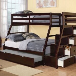 98inches X 56inches X 65inches Espresso Pine Wood Bunk Bed (Twin/Full)