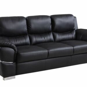 37inches Chic Black Leather Sofa