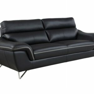 36inches Charming Black Leather Sofa