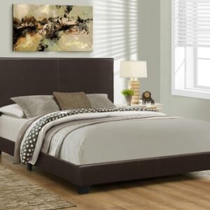 45.75inches Solid Wood MDF and Foam Queen Size Bed with Leather Look