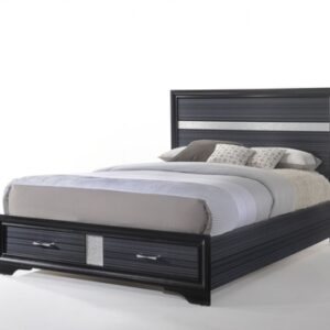 63inches X 84inches X 50inches Black Wood Queen Bed wStorage