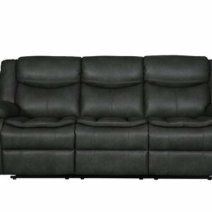 Modern Soft Gray Faux Leather Reclining Sofa