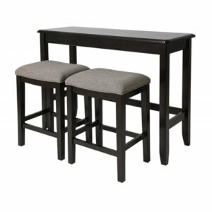 Perfecto Espresso Finish Sofa table with Two Bar Stools
