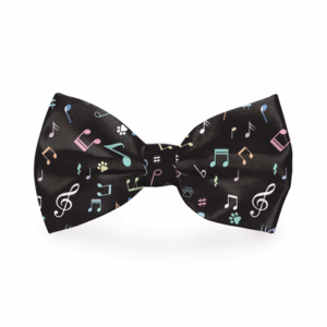 Music Notes Black Dog Bow Tie