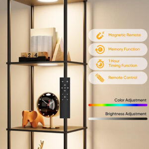 Display Shelf with RGBW Light, Color Changing Curio Cabinet Floor Lamp