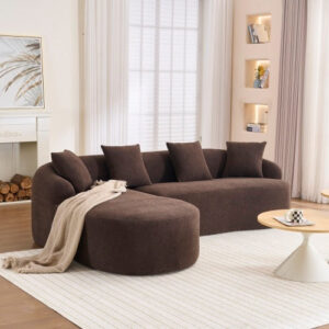 LY-022 Full Compression Sponge L-Shape Sectional Sofa, Brown Modular