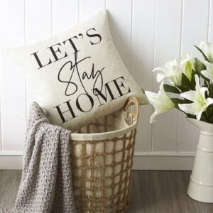 Throw pillow cover 18x18inches, "Lets Stay Home" modern cushion cover