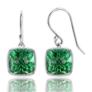 4.50CTW Lab Grown Cushion Cut Blue Sapphire Drop Earrings in 925