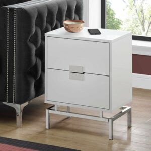 23.5" Particle Board and Chrome Metal Accent Table