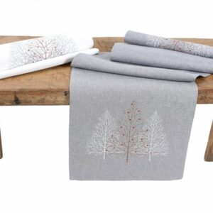 XD19803-Festive Trees Embroidered Christmas Table Runner