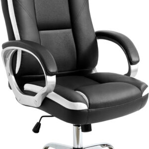 Ergonomic Black Leather Office Chair With Lumbar Support