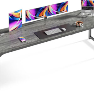 80 Inch Grey Gaming And Office Desk With Storage System