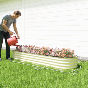 Galvanized Raised Garden Bed Kit, Metal Planter Box With Safety