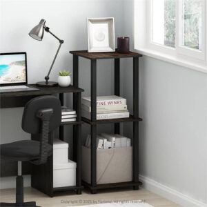 Compact Desk With Square Shelves For Home Office Printer