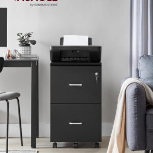 Two Drawer File Cabinet For Home Office A4 Size Black Honey Finish