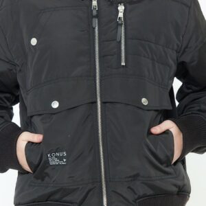 Konus Men's Bomber Jacket With Multiple Pockets in Black