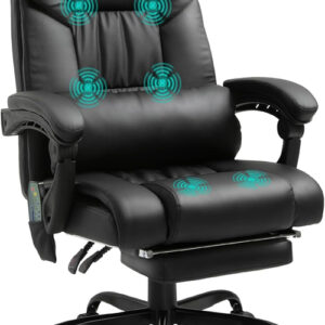 High Back Massage Office Chair With 6 Vibration Points And Footrest